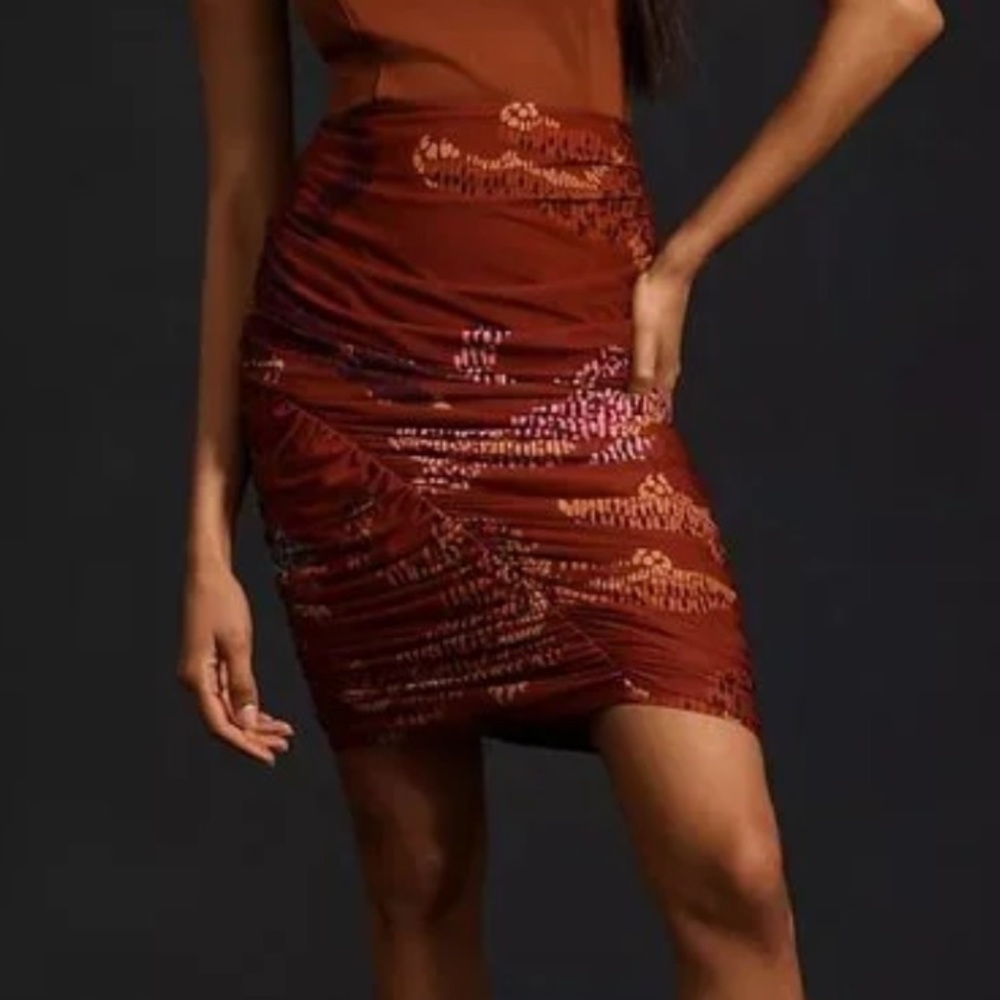 Farm Rio for Anthropologie Red Scrunch Skirt*